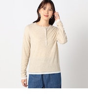 レイヤードヘンリーネックカットソー