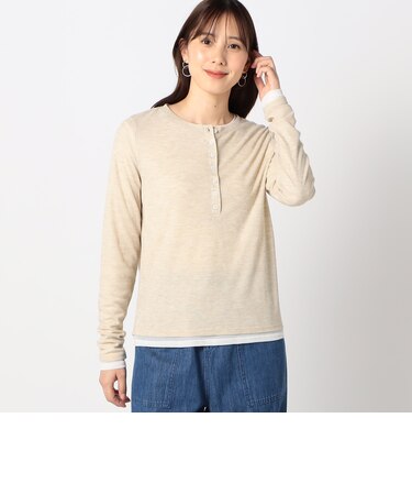 レイヤードヘンリーネックカットソー