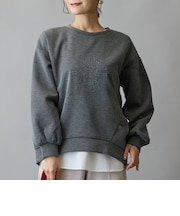 モチーフ刺繍入りダンボールプルオーバー