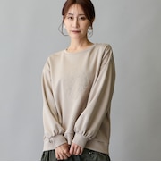 モチーフ刺繍入りダンボールプルオーバー