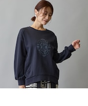 モチーフ刺繍入りダンボールプルオーバー