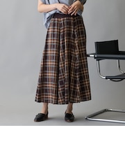 ウエストリブ付きモールチェックフレアスカート
