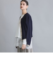 配色レイヤード風カーディガン