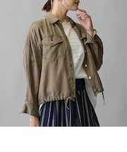 カラーデニム裾ドロスト入りシャツ