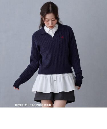 【BEVERLY HILLS POLO CLUB】スキッパーニット