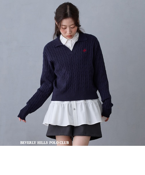 【BEVERLY HILLS POLO CLUB】スキッパーニット