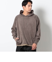 裾ドローコード付き起毛素材パーカ