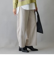 脇リブ切替えワイドパンツ