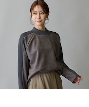 袖リブ切替えプルオーバー
