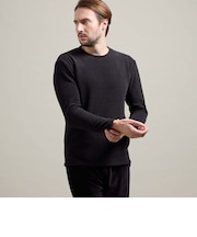 【HIDEAWAYS BLACK】シェニールバイヤスジャカードクルーネックプルオーバー