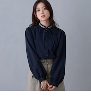 バンドカラー刺繍ブラウス