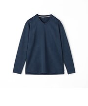 【HIDEAWAYS BLACK】リンクスストライプジャカードVネックプルオーバー