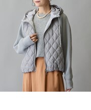 異素材ミックスフーディキルトブルゾン
