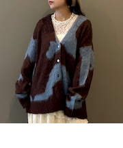 【ZELDA】ニュアンス柄シャギーカーディガン