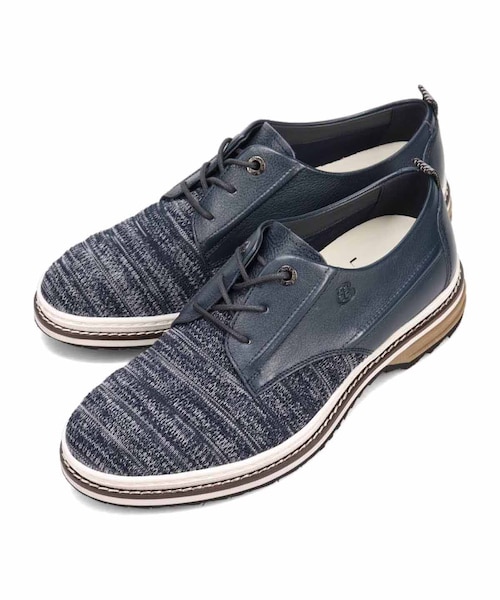 美品★LANVINランバン靴　24.5㎝　ネイビー　紺　フラットシューズ ランバンコレクション LANVIN COLLECTION 異素材MIXストレート