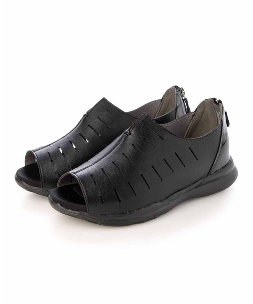 HIROKO KOSHINO FEMME シックな素材感のオープントウカジュアル