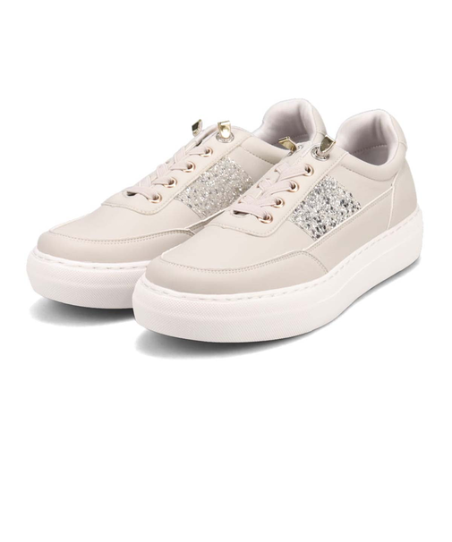 HIROKO KOSHINO FEMME ゴムのシューレースで履きやすい グリッターが華やかなスニーカー　HRL2016