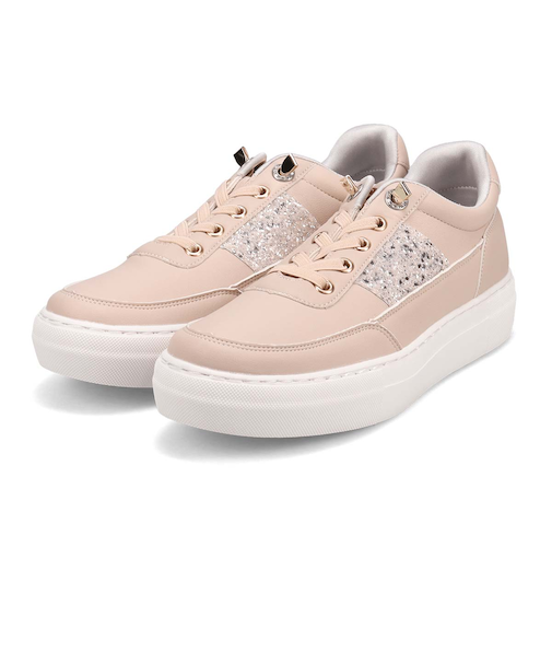 HIROKO KOSHINO FEMME ゴムのシューレースで履きやすい グリッターが華やかなスニーカー　HRL2016