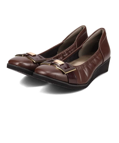 【撥水加工】HIROKO KOSHINO FEMME　超軽量、シャーリングウエッジパンプス　HRL2012