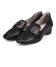 HIROKO KOSHINO FEMME　足元に華やぎと上品さを ヌバック×スムース素材 コンビローファー　HRL5004