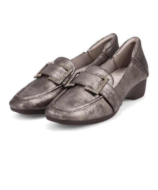 HIROKO KOSHINO FEMME　足元に華やぎと上品さを ヌバック×スムース素材 コンビローファー　HRL5004