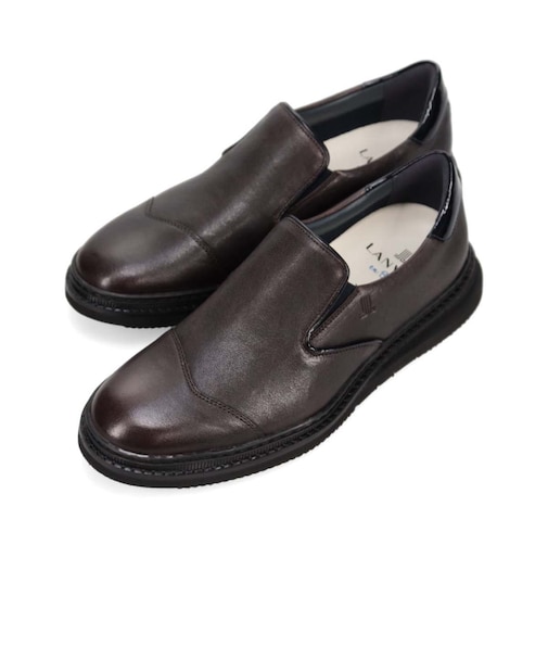 ランバンオンブルー LANVIN en Bleu  異素材MIXアシンメトリーサイドエラスティックスリッポンスニーカー　86554