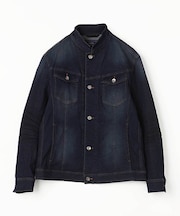 ヨコ黒ストレッチツイル＆ストレッチデニムブルゾン