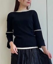 リブ配色ニットトップス
