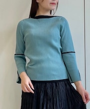 リブ配色ニットトップス