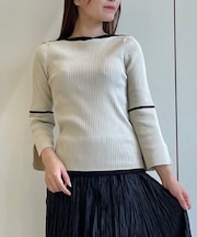 リブ配色ニットトップス