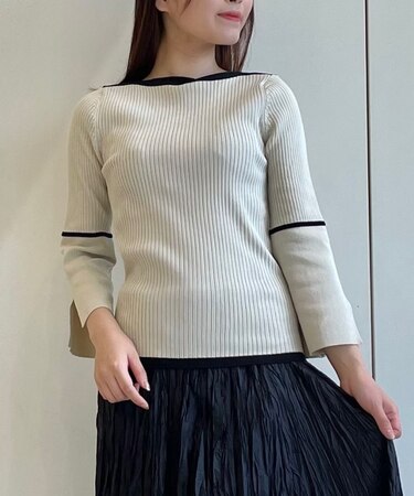 リブ配色ニットトップス