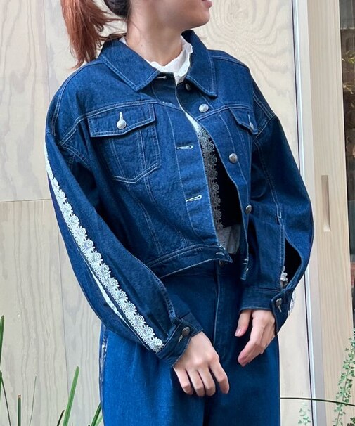 レース×ラインデニムＪＫＴ