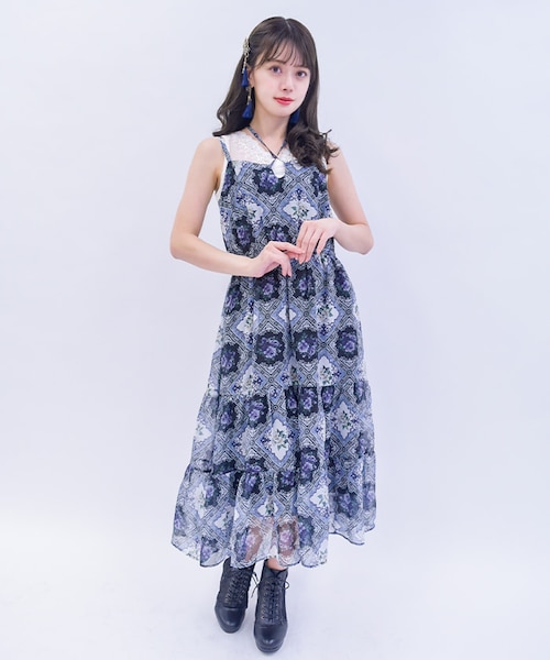 ジャスミンタイル柄キャミOP｜アクシーズファム アウトレットの