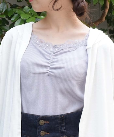 吸水速乾肩レースリブタンク