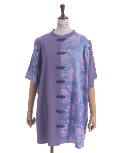 【三連休sale】チャイナシーズ　3点 肩ジップ切替チャイナブラウス｜アクシーズファム アウトレットの