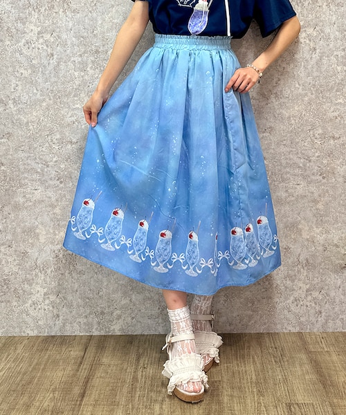 ★新品未使用★　toyq 水色　ソーダ色　人気作家　ハンドメイド　スカート　作家 クリームソーダ柄スカート｜アクシーズファム アウトレットの