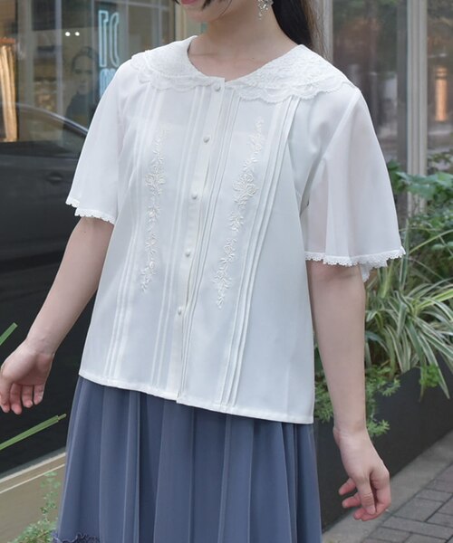 45R スミレの刺繍ブラウス 45R スミレの刺繍ブラウス