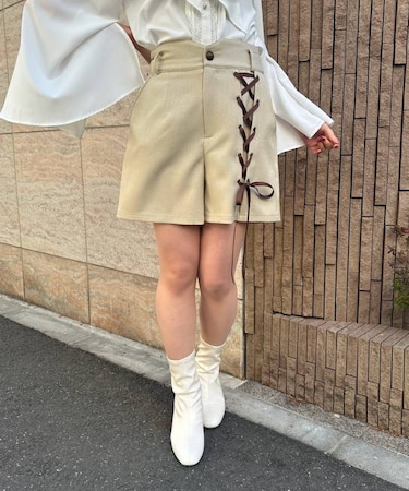 レースアップショートパンツ