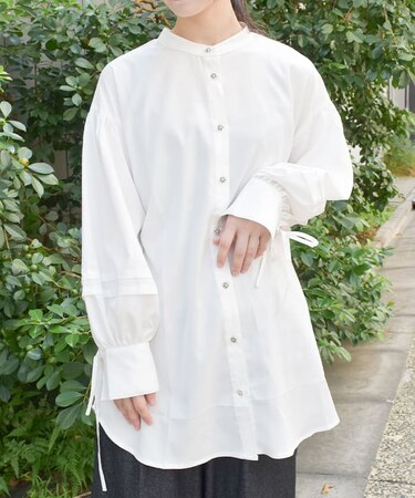 リボン袖オーバーシャツ