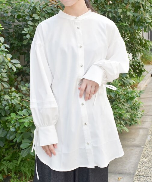 リボン袖オーバーシャツ