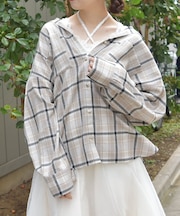 チェック柄ロングシャツ