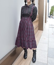 サスペンダー付チェック柄ＳＫ