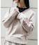 フラワー刺繍袖Ｖネックニット