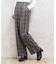 裾釦起毛チェックワイドパンツ