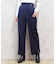 裾釦起毛チェックワイドパンツ