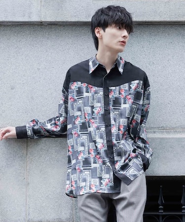 額縁ローズウエスタンシャツ