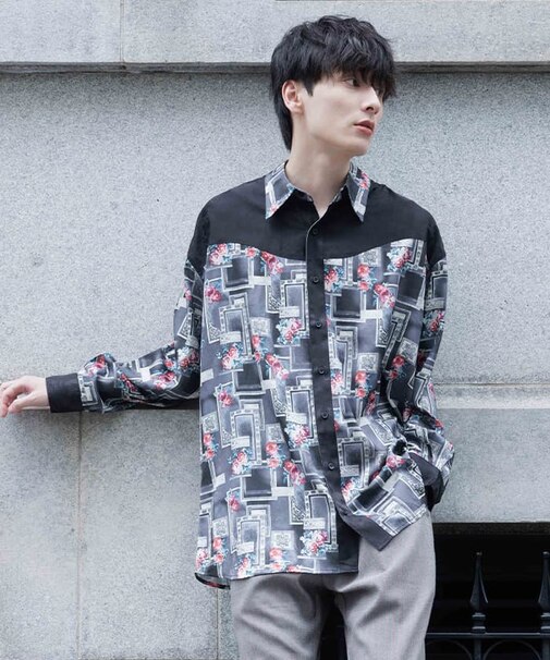 額縁ローズウエスタンシャツ