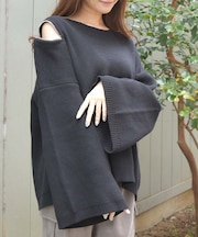 ショルダージップニット