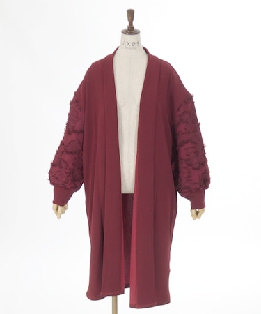 袖ジャガード切替カーデ