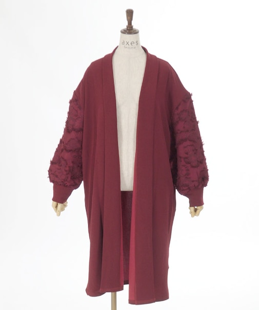 袖ジャガード切替カーデ